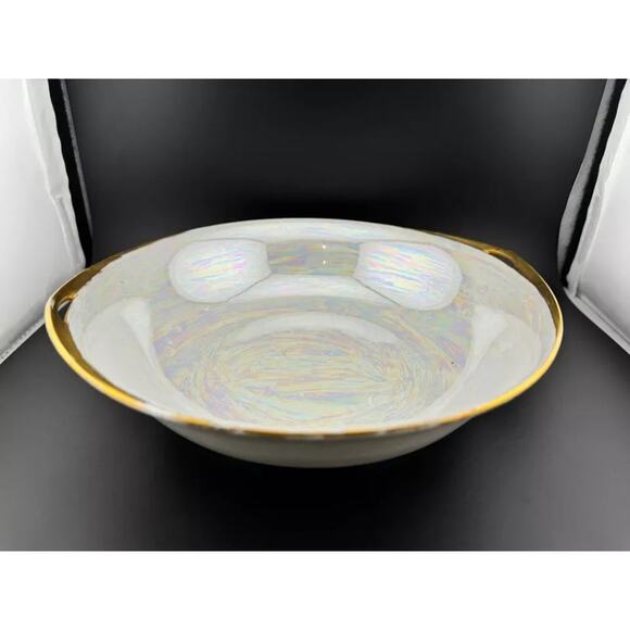 Vintage German Lusterware Round Handled Serving Plate - Picture 7 of 7